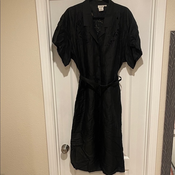 Axiom 1980s Does 1940s Black Vintage Dress Size 14 - Picture 2 of 12